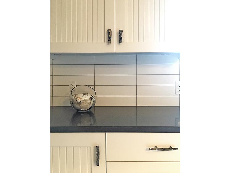 White kitchen cabinets with Folwell hardware